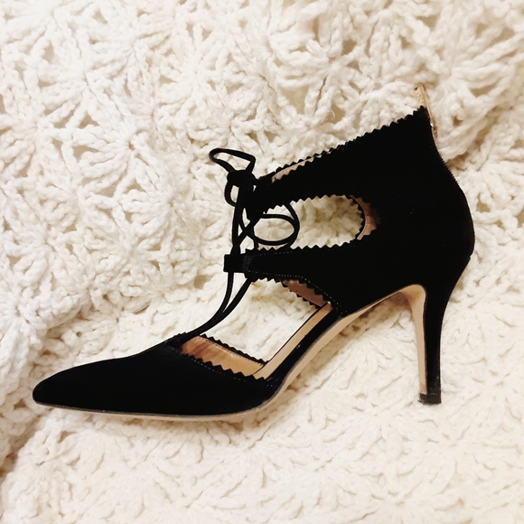 Black Suede Lace Up Heels (3½) by Arturo Chiang - Picture 14 of 16